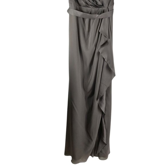 White by Vera Wang Charcoal Gown Dress Long Front Slit Size 12 - Picture 7 of 16